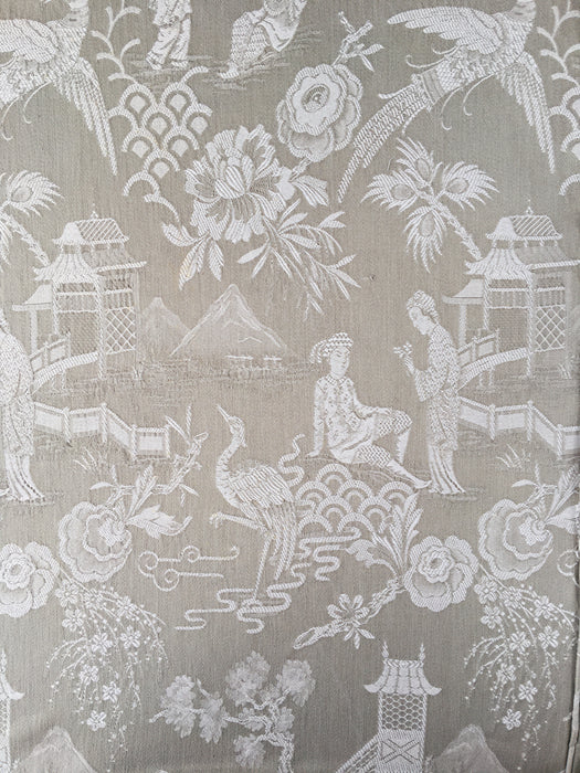 Chinoiserie in gray ticking. Very rare. Spain c.1940 - 66×168 cm
