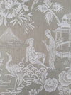 Chinoiserie in gray ticking. Very rare. Spain c.1940 - 66×168 cm