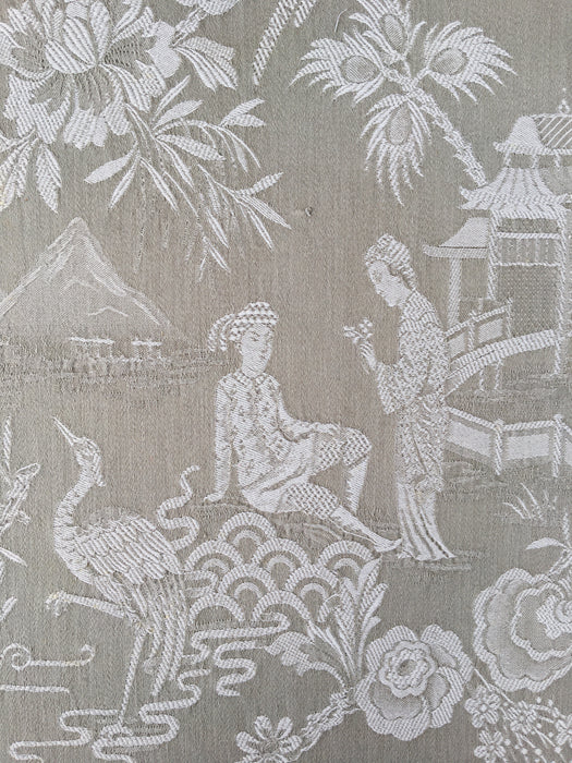 Chinoiserie in gray ticking. Very rare. Spain c.1940 - 66×168 cm