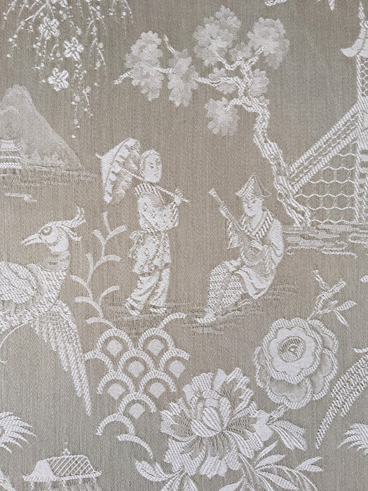 Chinoiserie in gray ticking. Very rare. Spain c.1940 - 66×168 cm