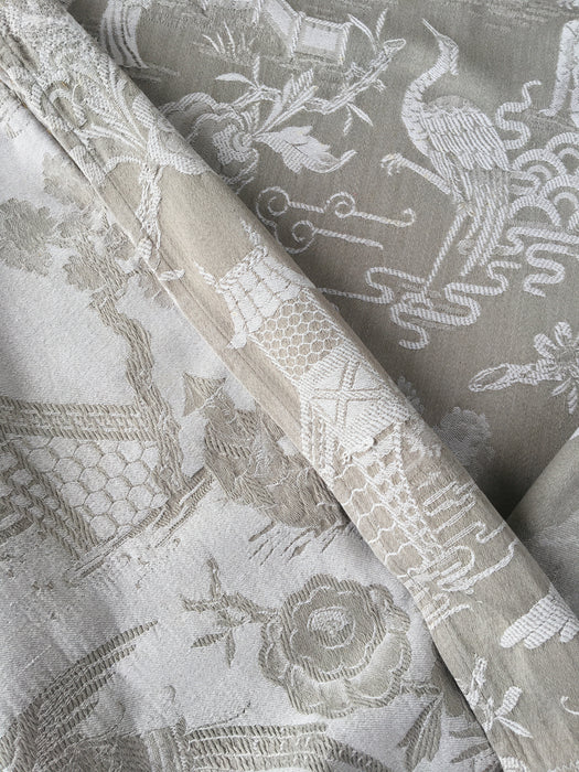 Chinoiserie in gray ticking. Very rare. Spain c.1940 - 66×168 cm