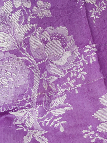 Lilac Floral Antique European Ticking Fabric Recovered Panels REC-DA-LILA-001 - Ticking Depot