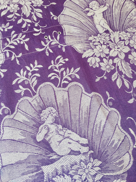 Lilac Cupids Antique European Ticking Fabric Recovered Panels REC-DA-LILA-003 - Ticking Depot