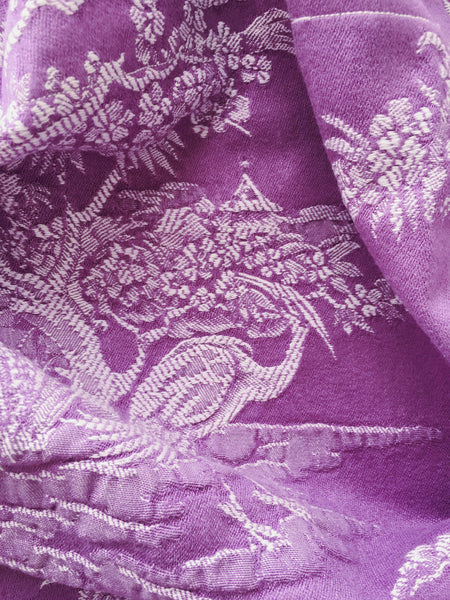 Lilac Birds Chinoiserie Antique European Ticking Fabric Recovered Panels REC-DA-LILA-004 - Ticking Depot