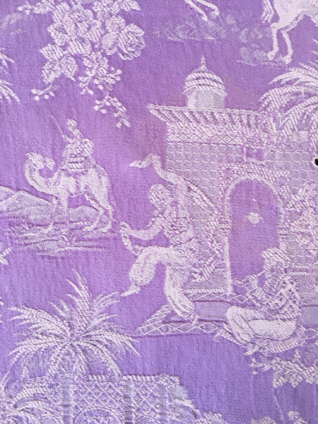 Lilac Scenic Antique European Ticking Fabric Recovered Panels REC-DA-LILA-005 - Ticking Depot
