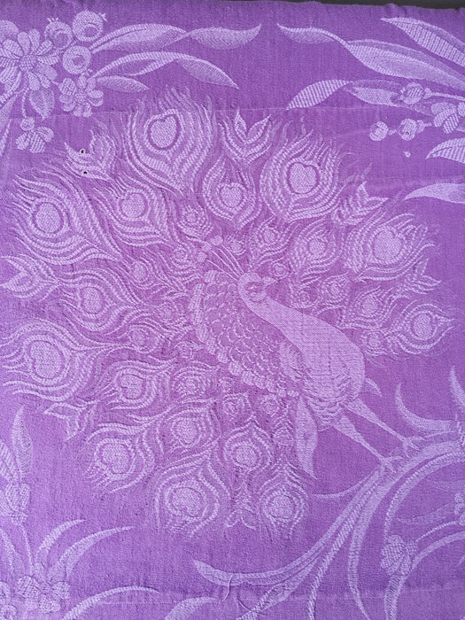 Large peacock in lilac ticking. Spain c.1930 - 154×180 cm