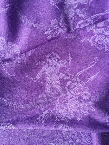 Lilac Cupids Antique European Ticking Fabric Recovered Panels REC-DA-LILA-009 - Ticking Depot