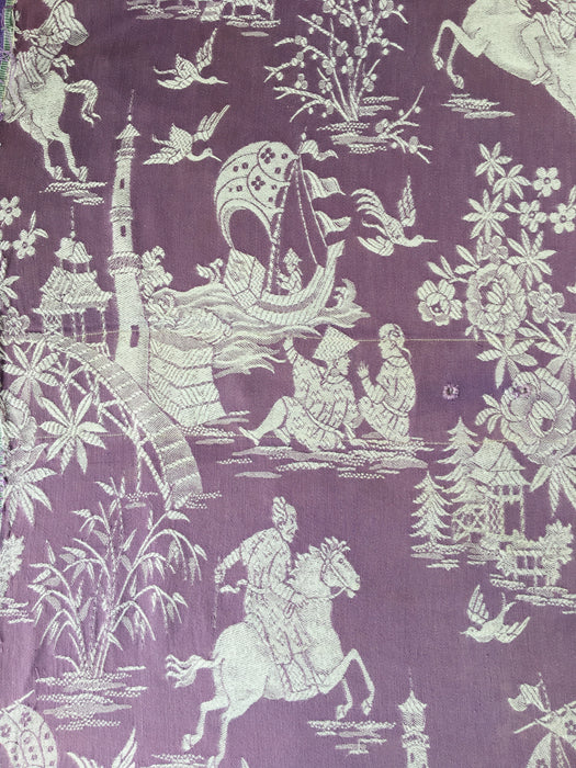 Chinoiserie in lilac ticking. Spain c.1950 - 130×165 cm