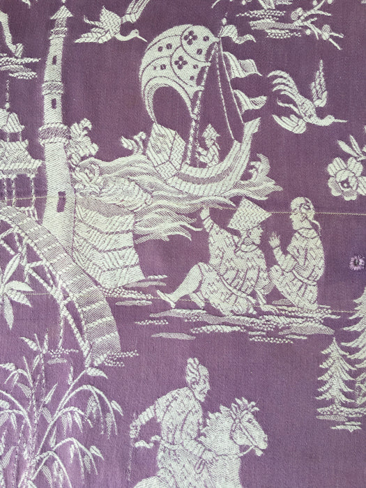 Chinoiserie in lilac ticking. Spain c.1950 - 130×165 cm