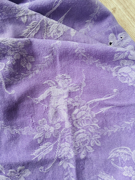 Lilac Cupids Antique European Ticking Fabric Recovered Panels REC-DA-LILA-011 - Ticking Depot
