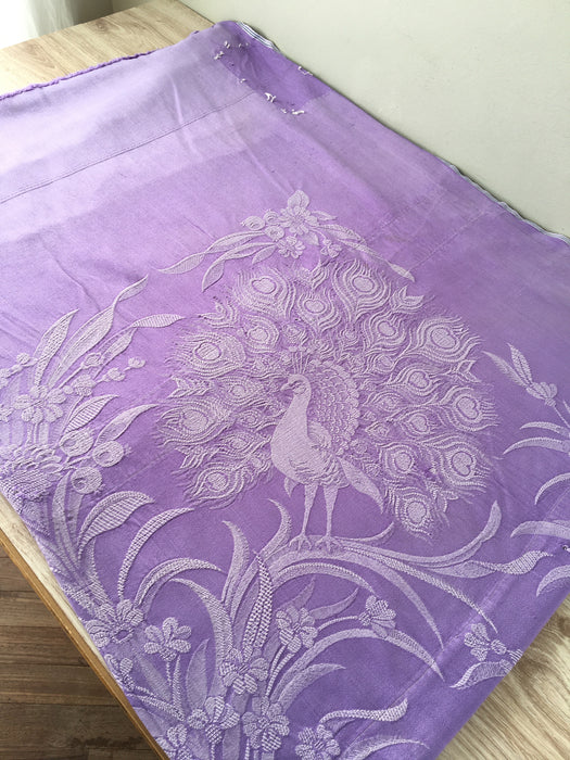 Lilac ticking with large peacock. Spain c.1930 - Lot of 5 pieces