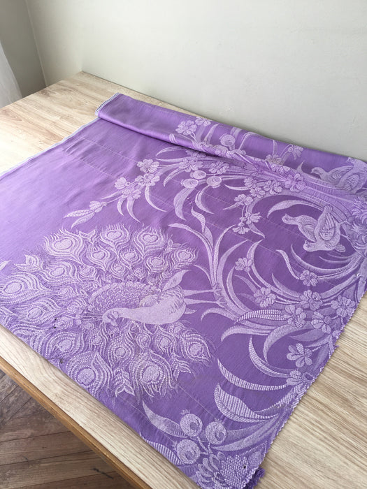 Lilac ticking with large peacock. Spain c.1930 - Lot of 5 pieces