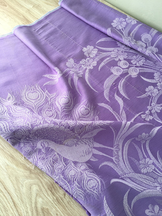 Lilac ticking with large peacock. Spain c.1930 - Lot of 5 pieces