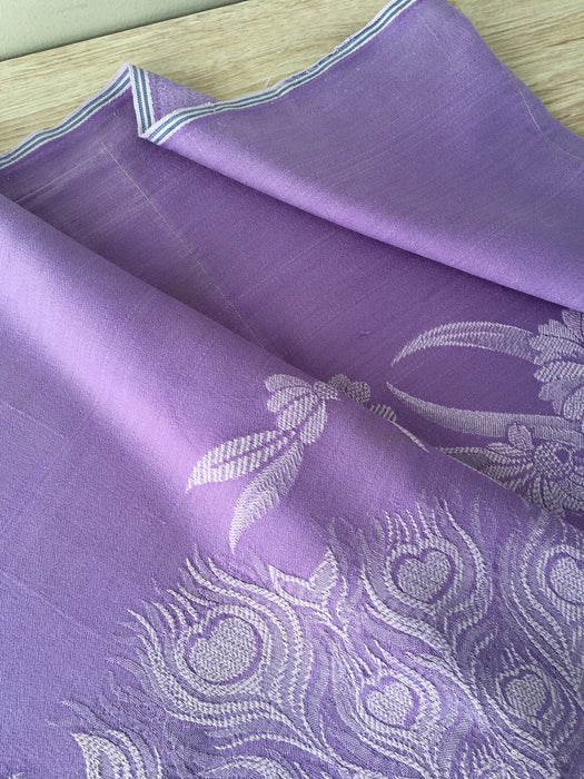 Lilac ticking with large peacock. Spain c.1930 - Lot of 5 pieces