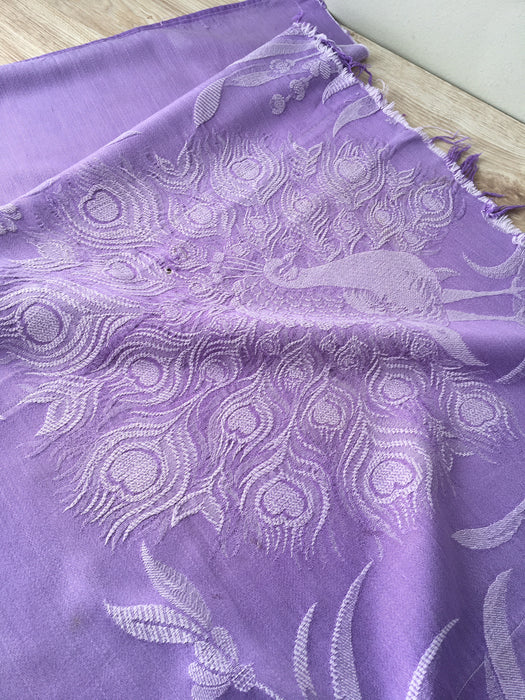 Lilac ticking with large peacock. Spain c.1930 - Lot of 5 pieces