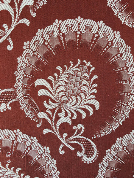 Brown Floral Antique European Ticking Fabric Recovered Panels REC-DA-MARRON-003 - Ticking Depot