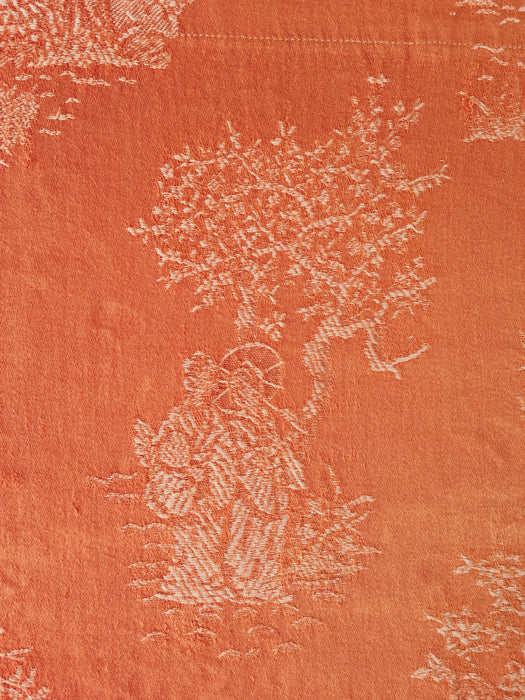 Orange ticking with chinoiserie. Spain c.1930 - Lot of 2 pieces