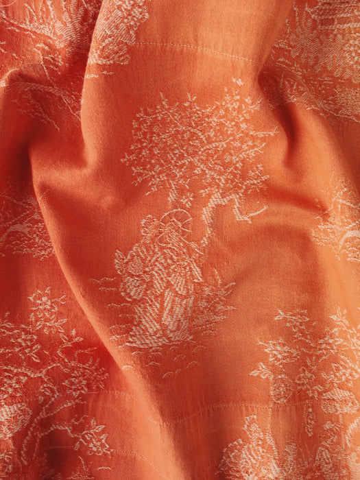 Orange ticking with chinoiserie. Spain c.1930 - Lot of 2 pieces