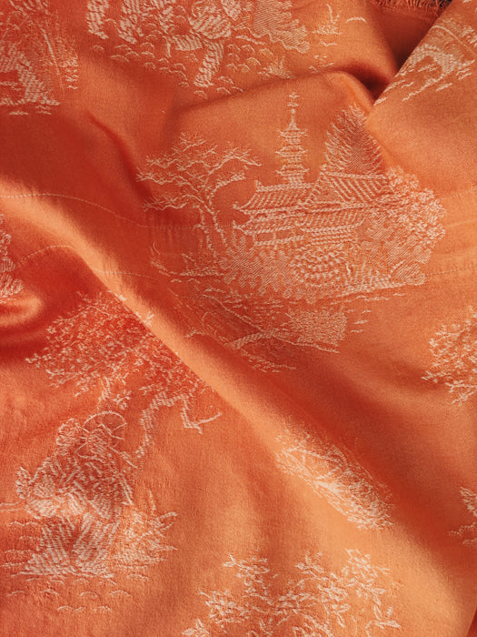 Orange ticking with chinoiserie. Spain c.1930 - Lot of 2 pieces