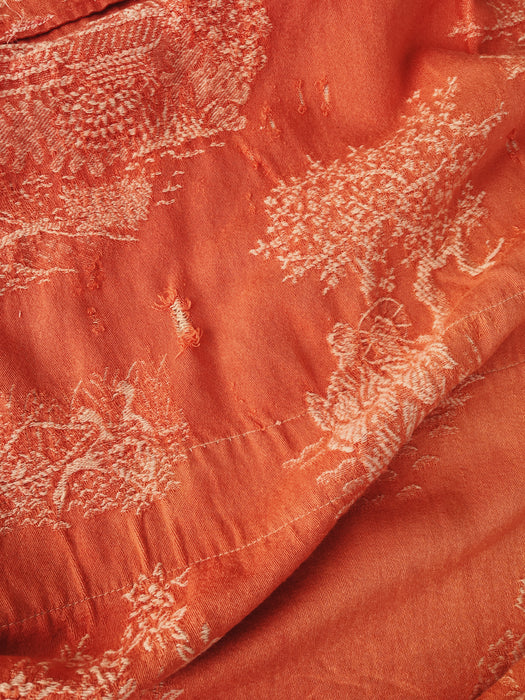 Orange ticking with chinoiserie. Spain c.1930 - Lot of 2 pieces