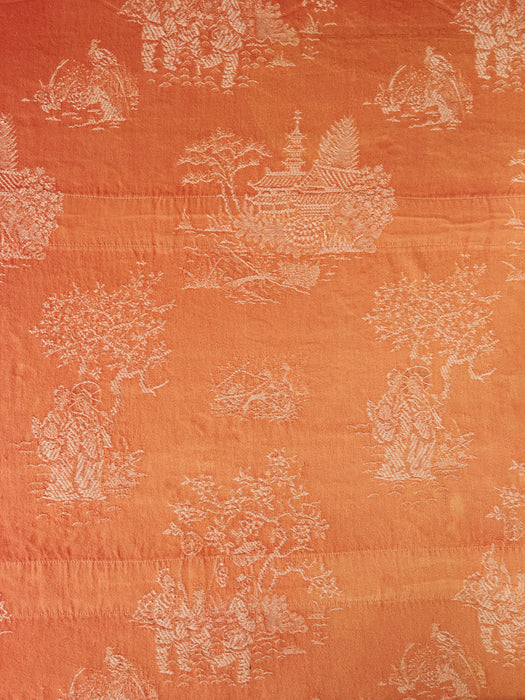 Orange ticking with chinoiserie. Spain c.1930 - Lot of 2 pieces