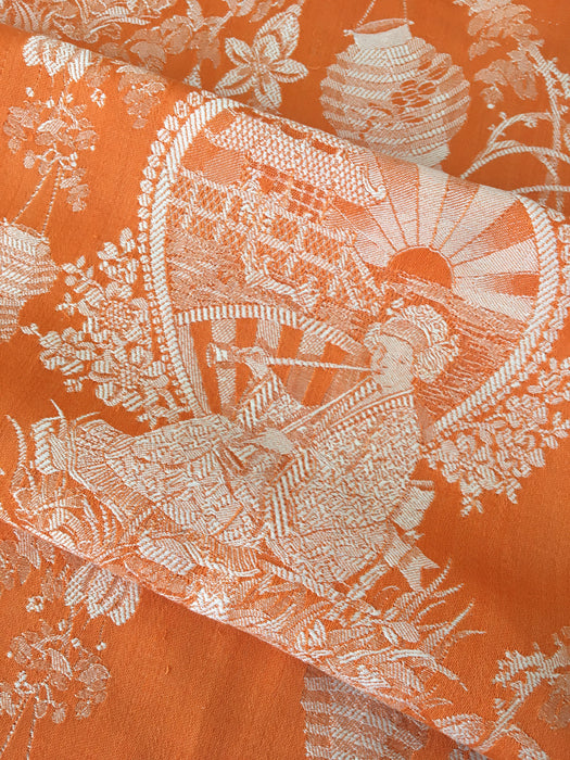 Orange chinoiserie ticking. Spain c.1900 - 126 cm × 1.26 meters