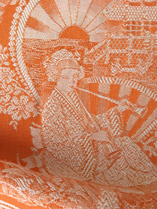 Orange chinoiserie ticking. Spain c.1900 - 126 cm × 1.26 meters
