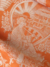 Orange chinoiserie ticking. Spain c.1900 - 126 cm × 1.26 meters