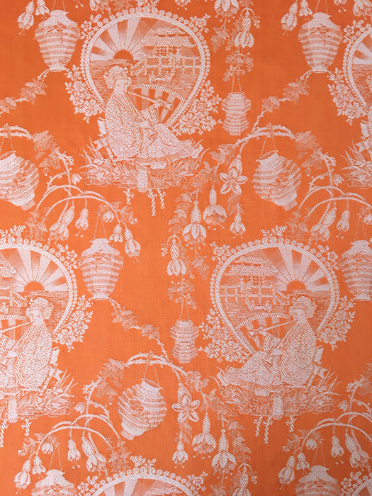 Orange chinoiserie ticking. Spain c.1900 - 126 cm × 1.26 meters