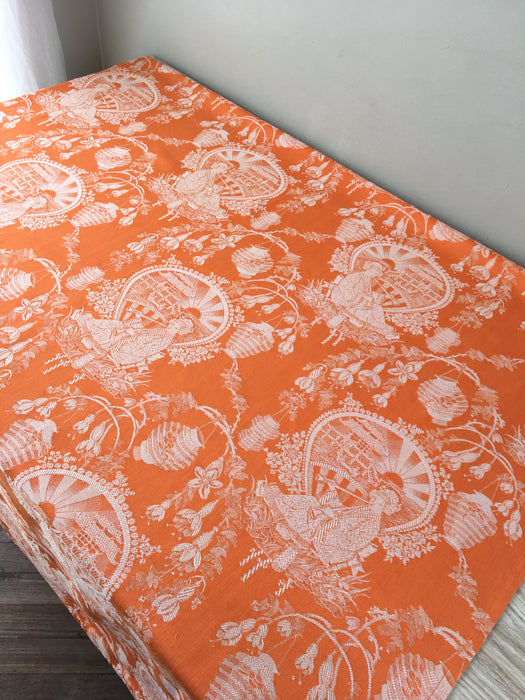 Orange chinoiserie ticking. Spain c.1900 - 126 cm × 1.26 meters