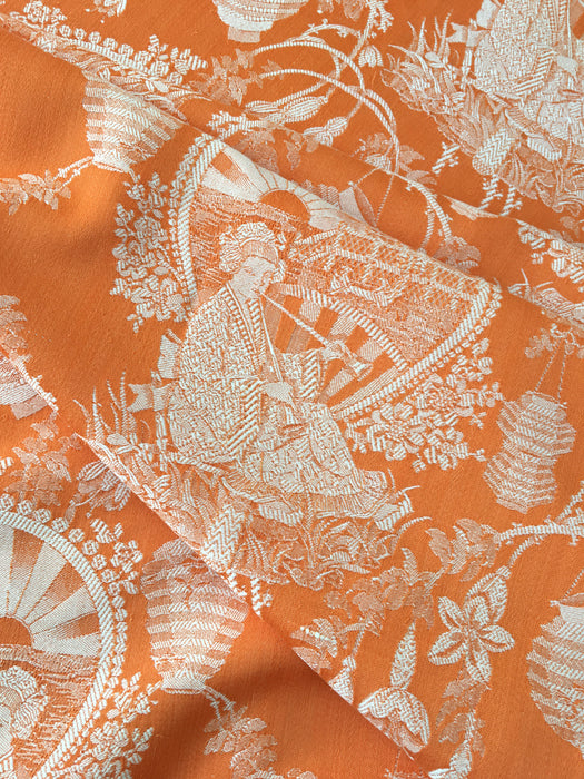 Orange chinoiserie ticking. Spain c.1900 - 126 cm × 1.26 meters