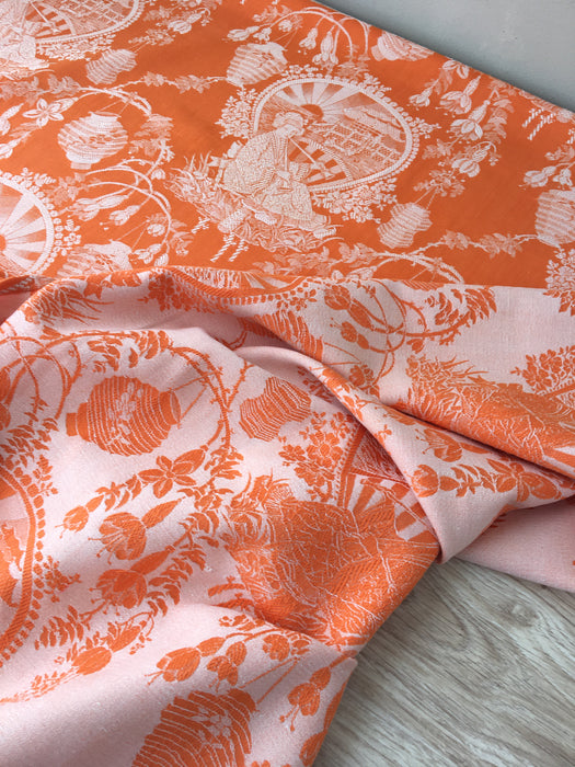 Orange chinoiserie ticking. Spain c.1900 - 126 cm × 1.26 meters
