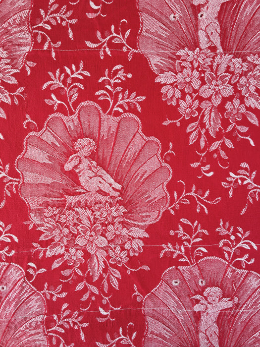 Red ticking with cute cupids. Spain c.1940 - 144×138 cm