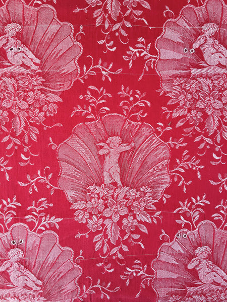 Red ticking with cute cupids. Spain c.1940 - 112×132 cm