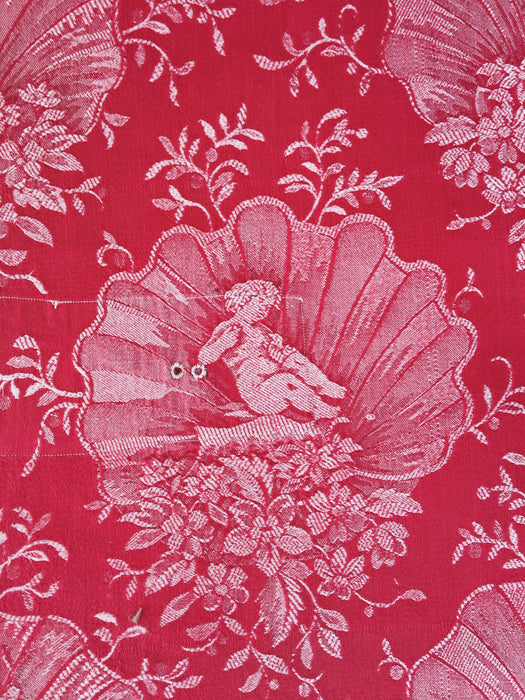 Red ticking with cute cupids. Spain c.1940 - 112×132 cm