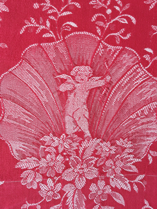 Red ticking with cute cupids. Spain c.1940 - 112×132 cm