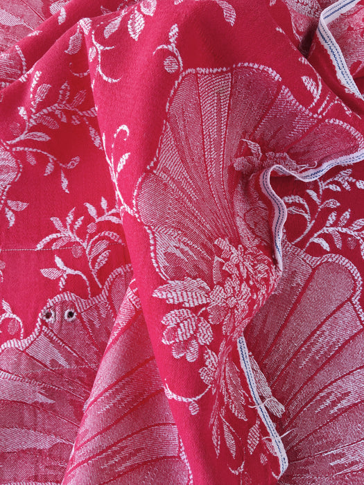 Red ticking with cute cupids. Spain c.1940 - 112×132 cm