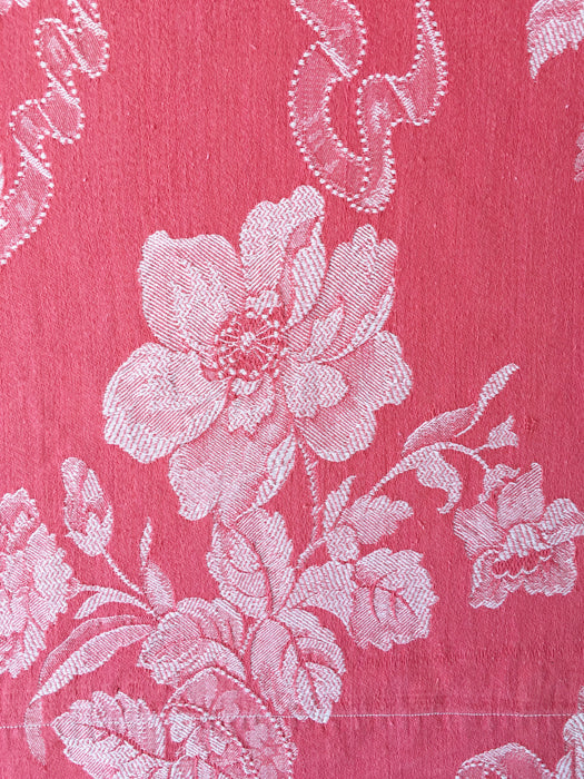 Flowers and leaves in ticking red faded. Spain c.1930 - Lot of 2 pieces