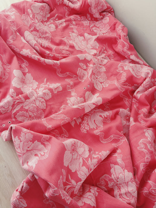 Flowers and leaves in ticking red faded. Spain c.1930 - Lot of 2 pieces