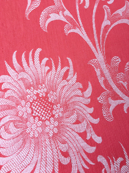 Red Floral Antique European Ticking Fabric Recovered Panels REC-DA-ROJO-007 - Ticking Depot