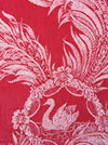 Swans and flowers in red ticking. Spain c.1960 - Lot of 3 pieces