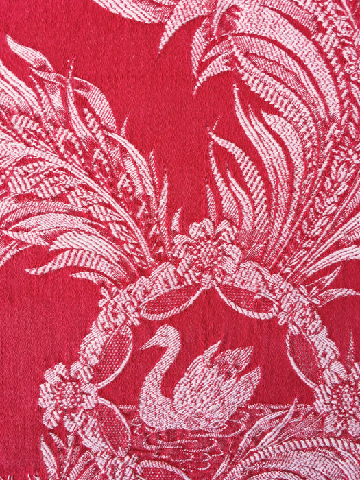 Swans and flowers in red ticking. Spain c.1960 - Lot of 3 pieces