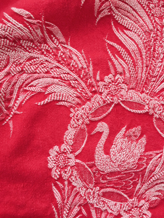 Swans and flowers in red ticking. Spain c.1960 - Lot of 3 pieces
