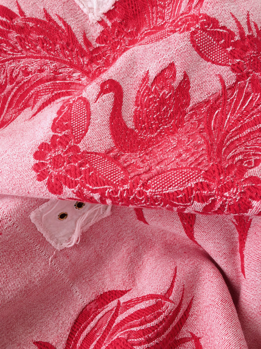 Swans and flowers in red ticking. Spain c.1960 - Lot of 3 pieces