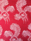 Swans and flowers in red ticking. Spain c.1960 - Lot of 3 pieces