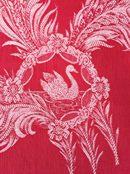 Swans and flowers in red ticking. Spain c.1960 - Lot of 3 pieces