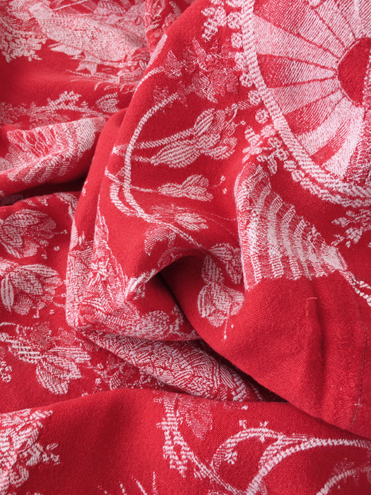 Red chinoiserie ticking. Spain c.1900 - 110 cm × 3.46 meters