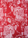 Red chinoiserie ticking. Spain c.1900 - 110 cm × 3.46 meters
