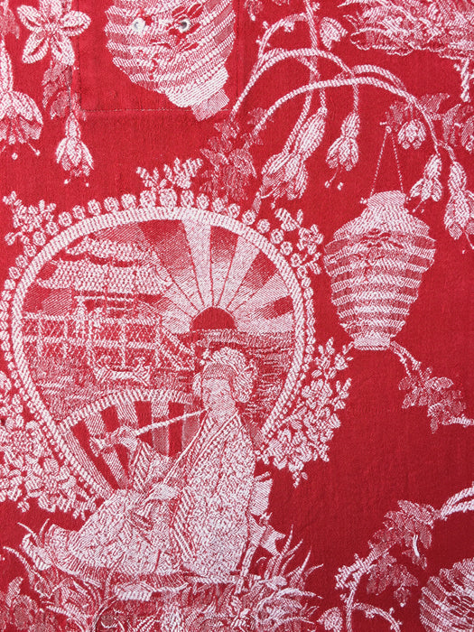 Red chinoiserie ticking. Spain c.1900 - 110 cm × 3.46 meters