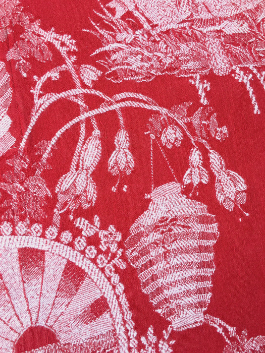 Red chinoiserie ticking. Spain c.1900 - 110 cm × 3.46 meters